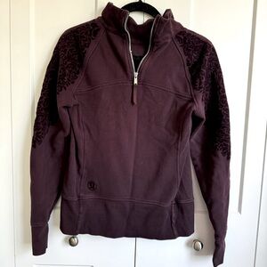 Lululemon Purple Velvet Floral Quarter Zip Size 6